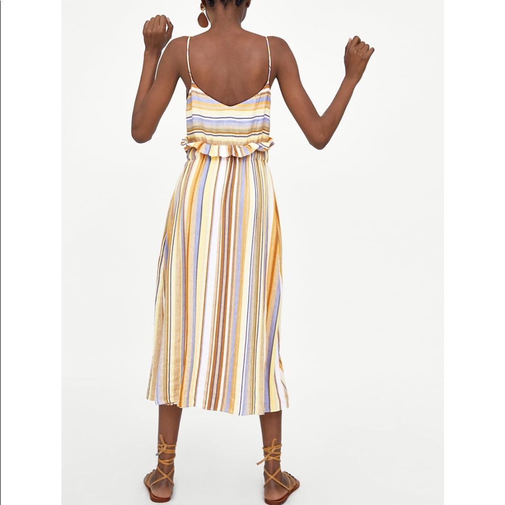 GORGEOUS ZARA NWT Midi Stripe Dress w Pockets - Picture 4 of 8